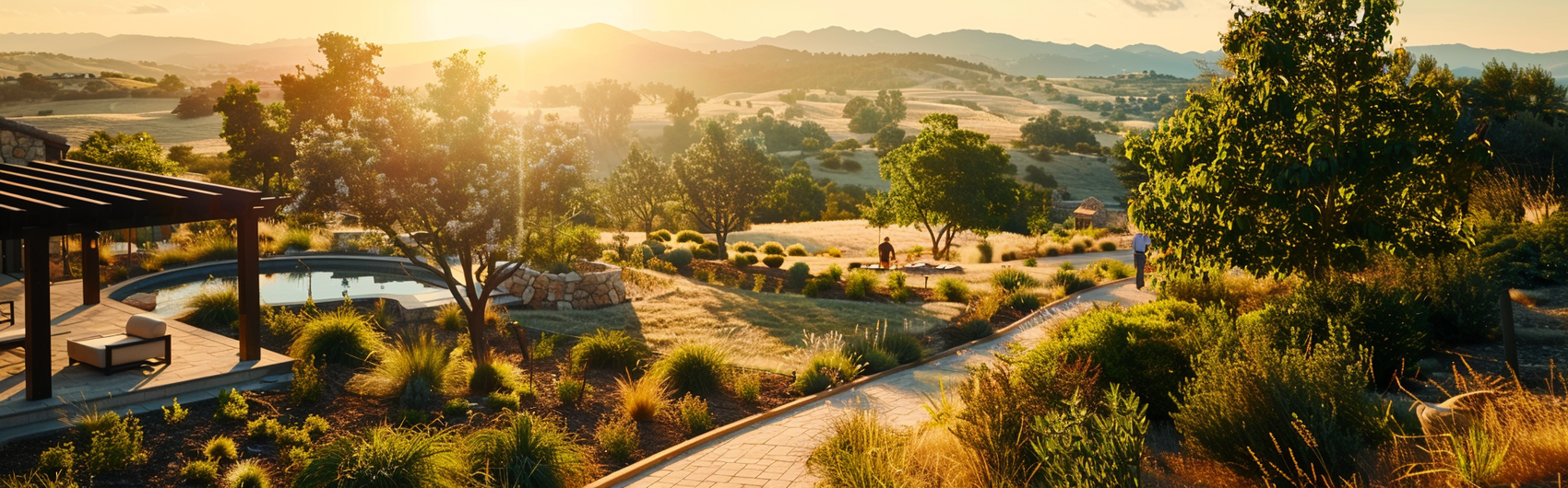 Professional landscaping crew at work